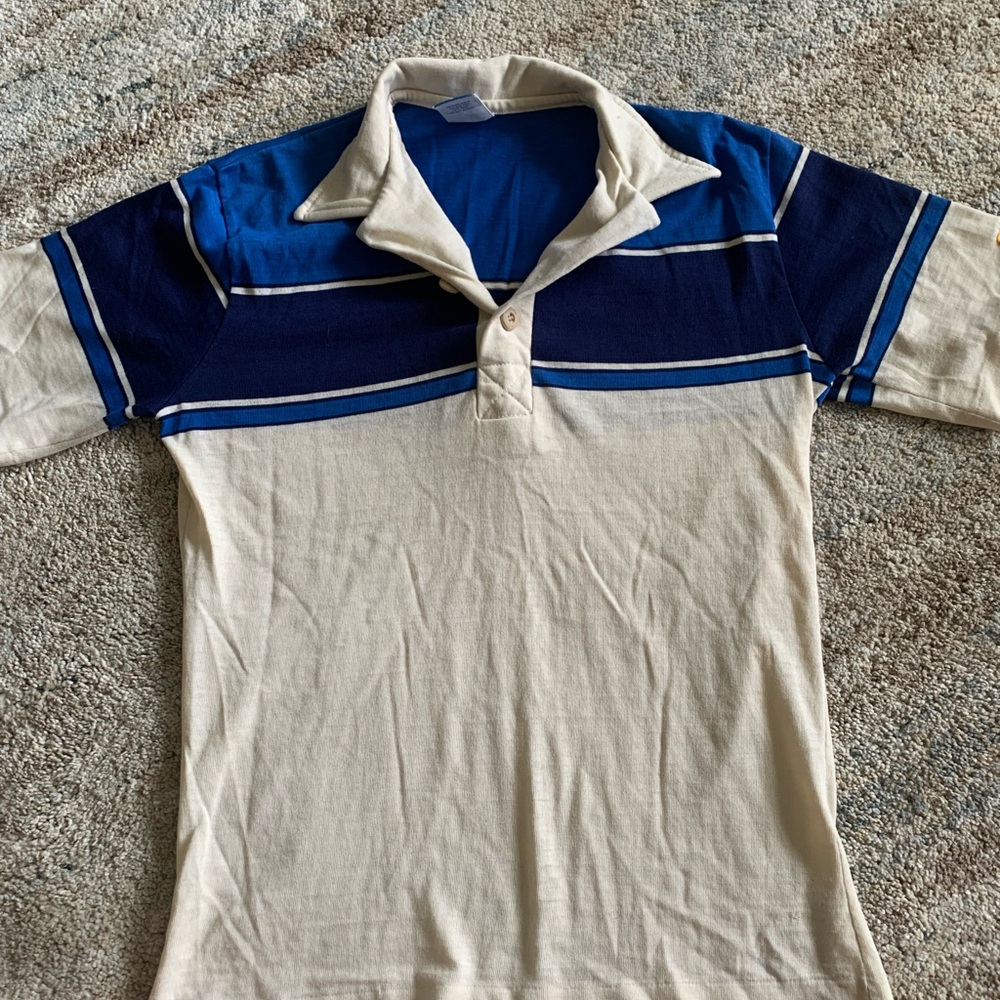 Vintage OP Blue and Cream Polo Shirt